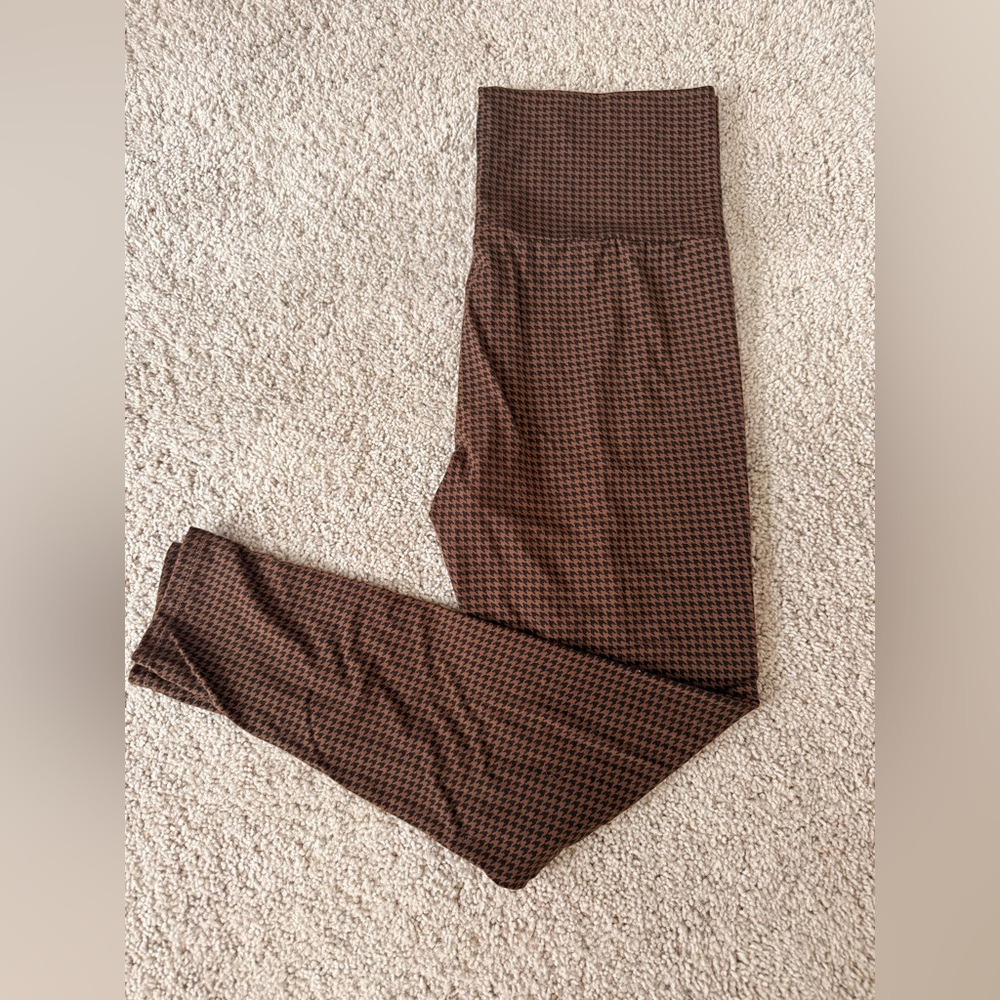 Hatch-Brown Houndstooth Patterned Pants - image 1